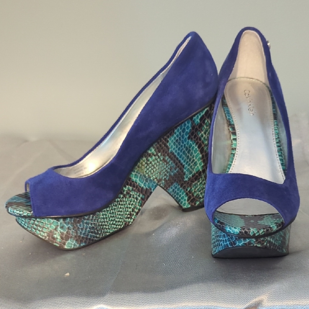 Calvin Klein Blue and Green Platform Heels